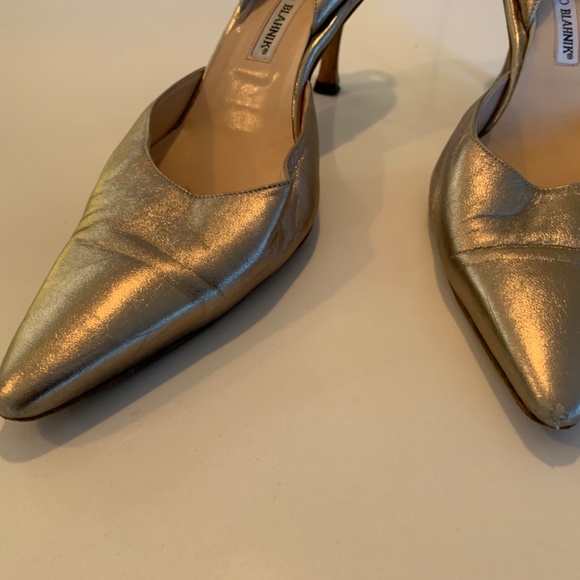 VINTAGE MANOLO BLAHNIK CHAMPAGNE HEELS - Picture 3 of 6